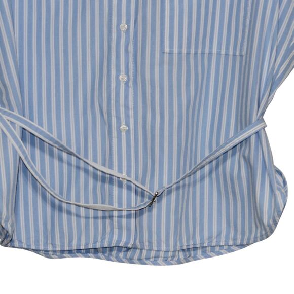 IPEKYOL Poplin Blouse Button Down w Belt Detail Blue White Size 42 - Picture 9 of 11